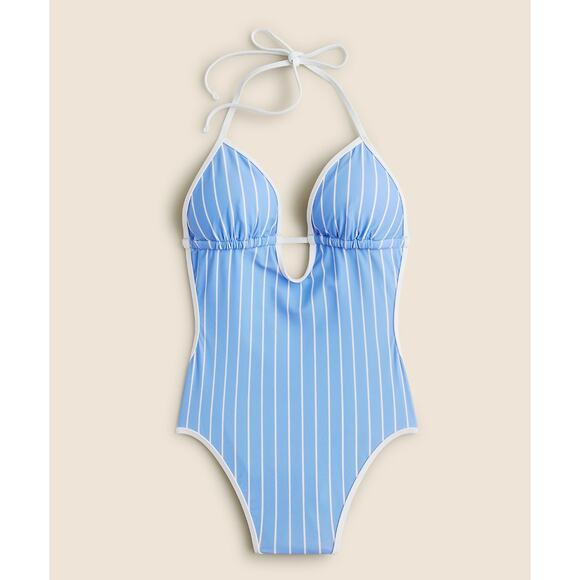 J. Crew Blue and White Striped One Piece Swimsuit - Picture 2 of 13